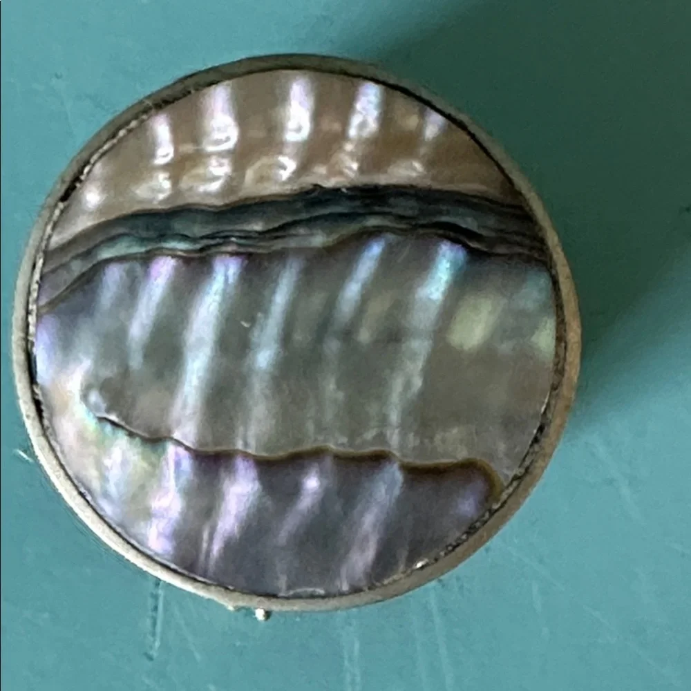 Vintage Iridescent Mother-of-Pearl /Abalone Oval Trinket Box - Picture 2 of 6